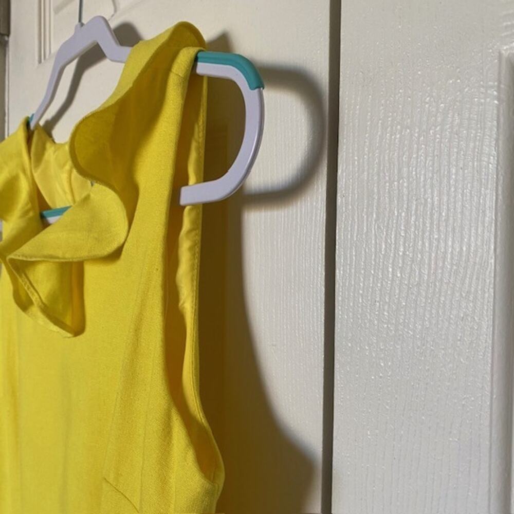 Mary McFadden Collection Linen Blend Dress Sleeveless Yellow Lined Women's 6 - Picture 6 of 10